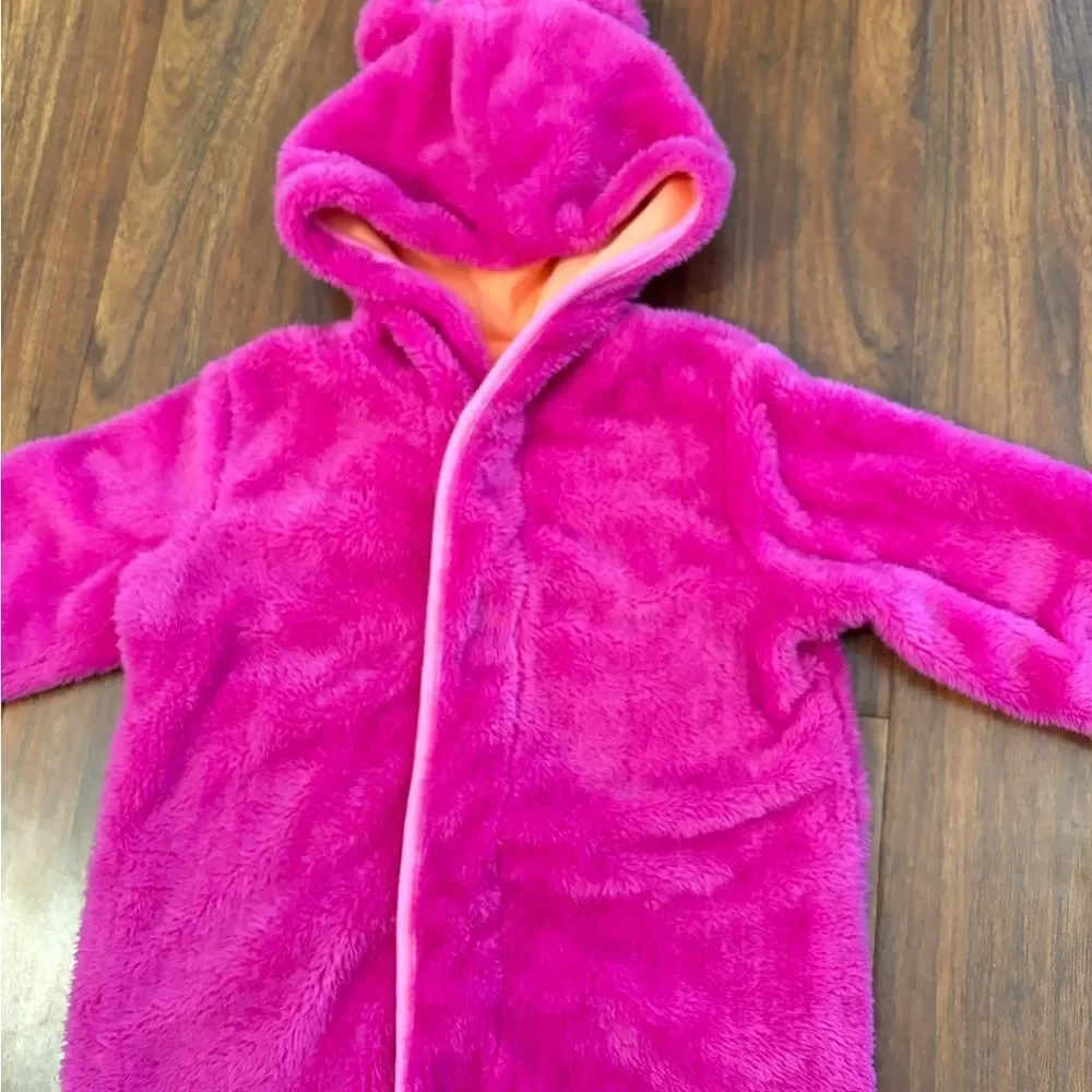 Magnetic Me dark pink fuzzy fleece hooded snowsuit NWOT